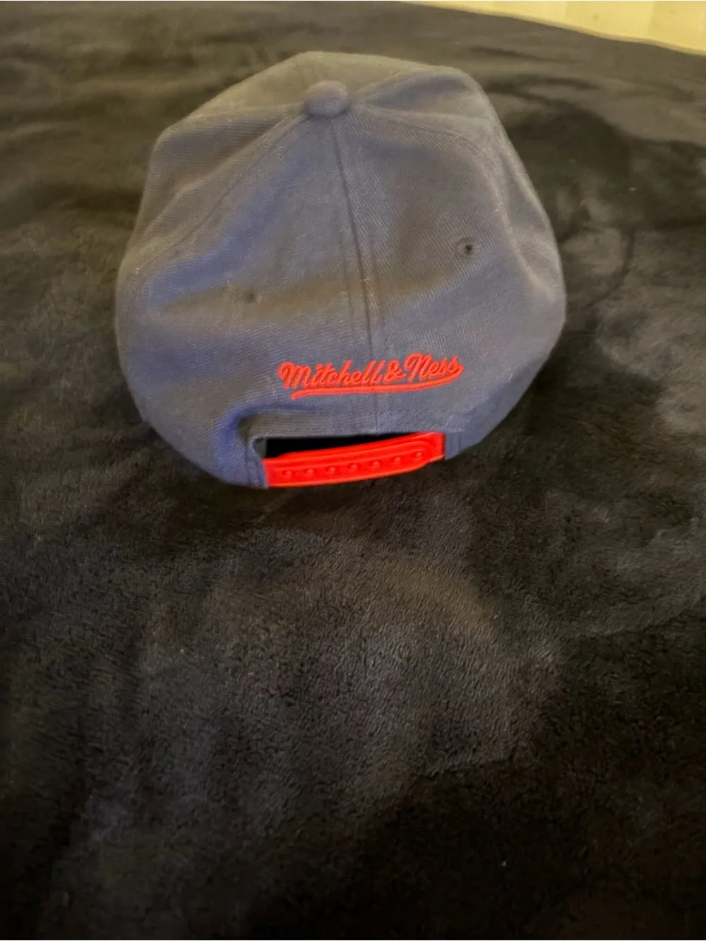 Mitchell & Ness Navy and Green Snapback Hat with Red Accent